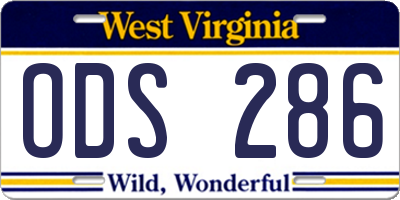 WV license plate ODS286