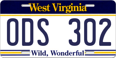 WV license plate ODS302