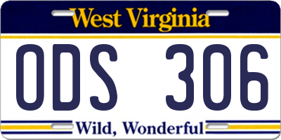 WV license plate ODS306