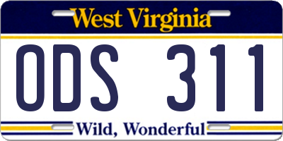WV license plate ODS311