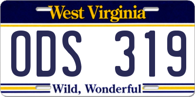WV license plate ODS319