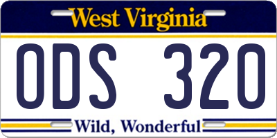 WV license plate ODS320