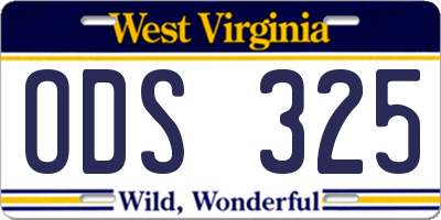 WV license plate ODS325