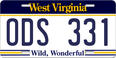 WV license plate ODS331