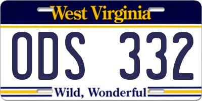 WV license plate ODS332