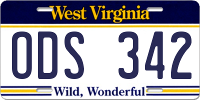WV license plate ODS342