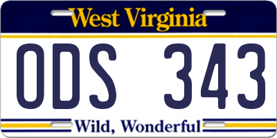 WV license plate ODS343