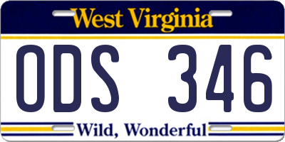 WV license plate ODS346
