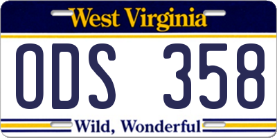 WV license plate ODS358