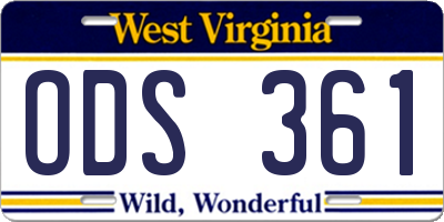 WV license plate ODS361
