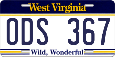WV license plate ODS367