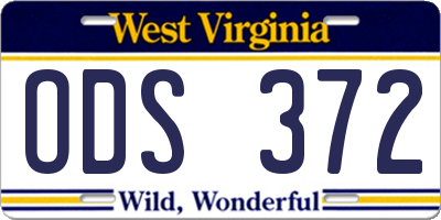WV license plate ODS372