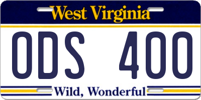 WV license plate ODS400