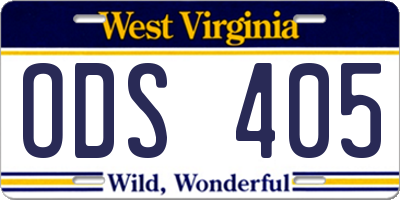 WV license plate ODS405