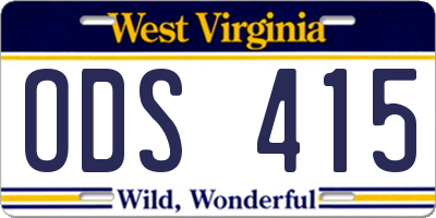 WV license plate ODS415