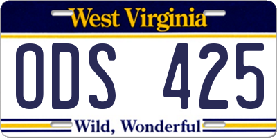 WV license plate ODS425