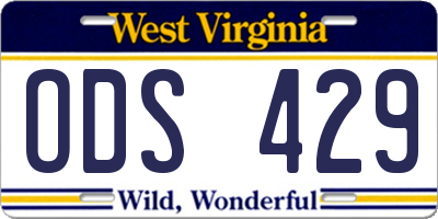 WV license plate ODS429