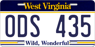 WV license plate ODS435