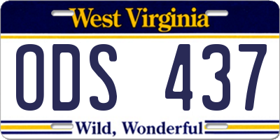 WV license plate ODS437