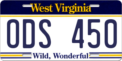 WV license plate ODS450