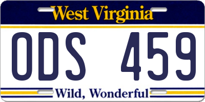 WV license plate ODS459