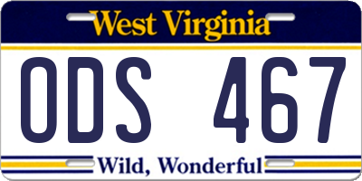 WV license plate ODS467