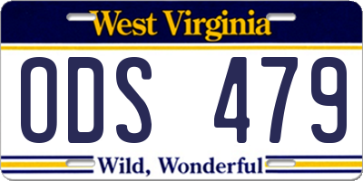 WV license plate ODS479