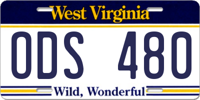 WV license plate ODS480