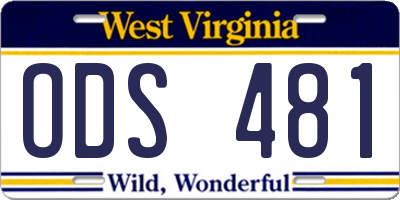 WV license plate ODS481