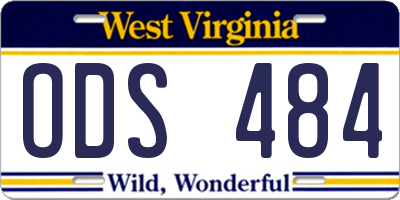 WV license plate ODS484