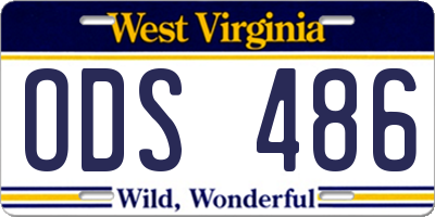 WV license plate ODS486