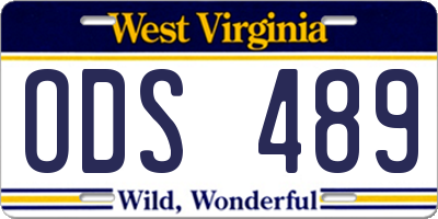 WV license plate ODS489