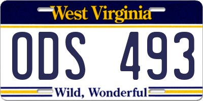 WV license plate ODS493
