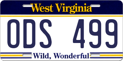 WV license plate ODS499