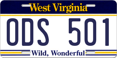 WV license plate ODS501