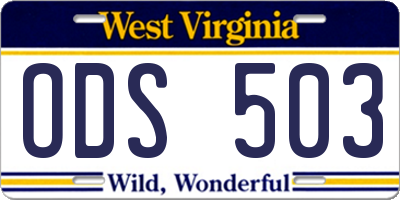 WV license plate ODS503