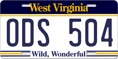 WV license plate ODS504