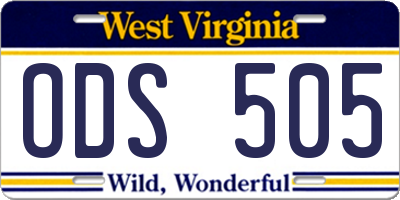 WV license plate ODS505