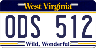 WV license plate ODS512