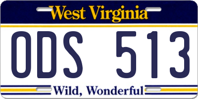 WV license plate ODS513
