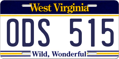 WV license plate ODS515