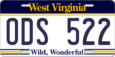 WV license plate ODS522