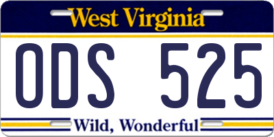 WV license plate ODS525