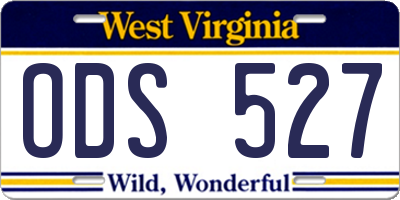 WV license plate ODS527