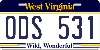 WV license plate ODS531