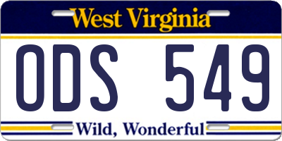 WV license plate ODS549