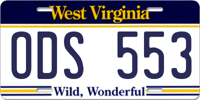 WV license plate ODS553