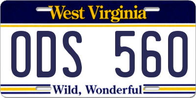 WV license plate ODS560