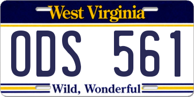 WV license plate ODS561