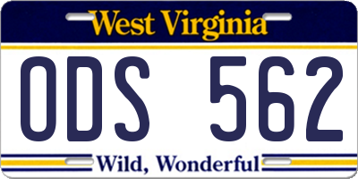 WV license plate ODS562